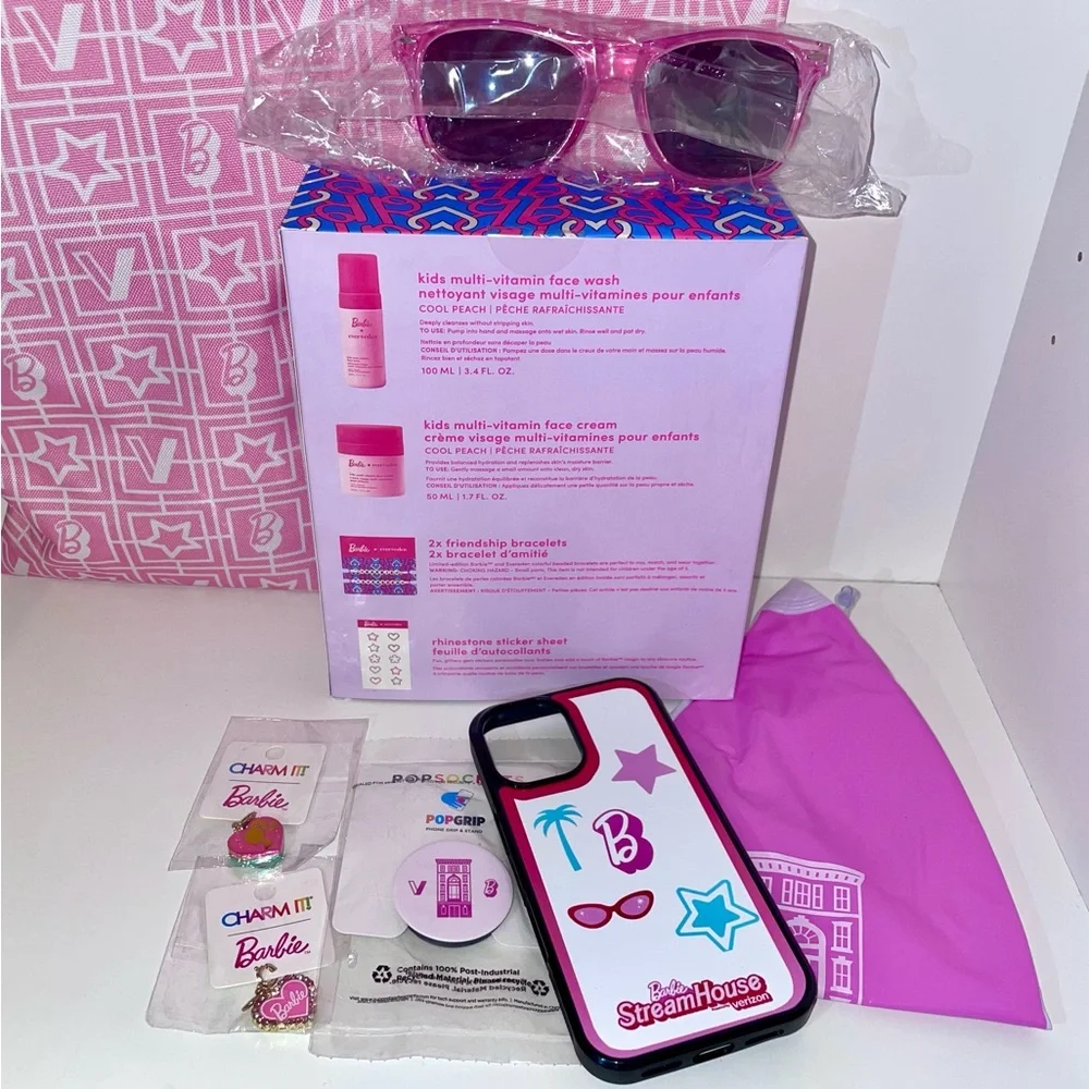 Barbie x Evereden Skincare Set Friendship Bracelets Popgrip sunglasses & Tote